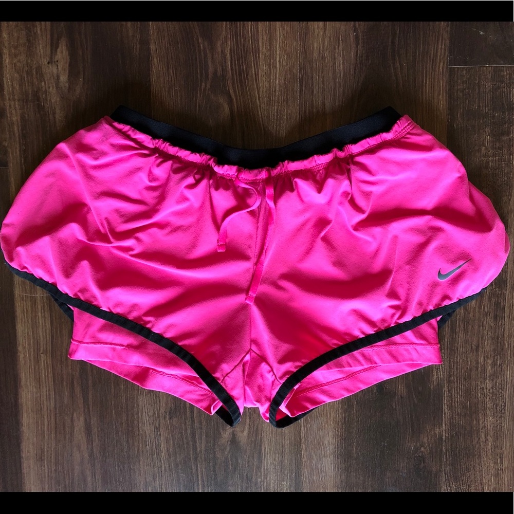 Pink Nike Dri-Fit dual shorts- size Medium-used